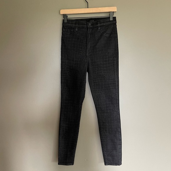 J Brand Leenah High Rise Skinny Ankle Jeans Size 28 Caiman Python Print Black - Picture 2 of 16